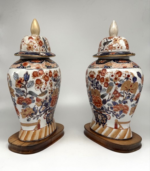 Antique pair of Imari-style vases