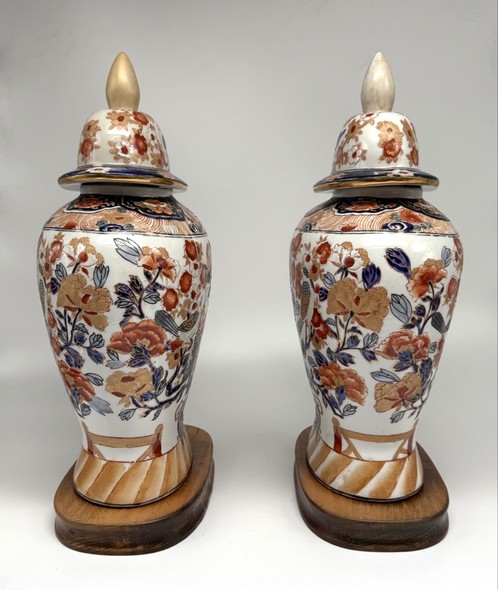 Antique pair of Imari-style vases