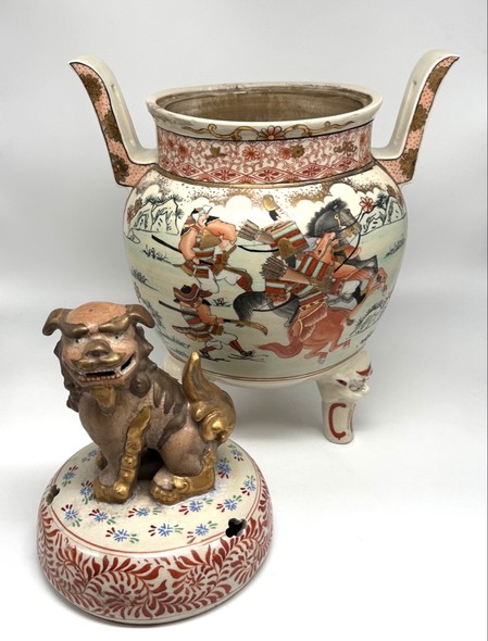 Antique incense burner vase, Satsuma
