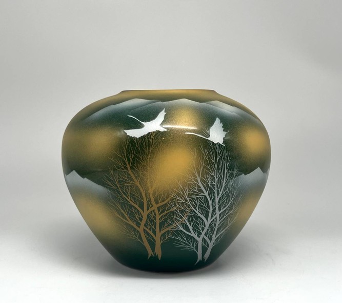 Vintage Vase "Cranes", Japan