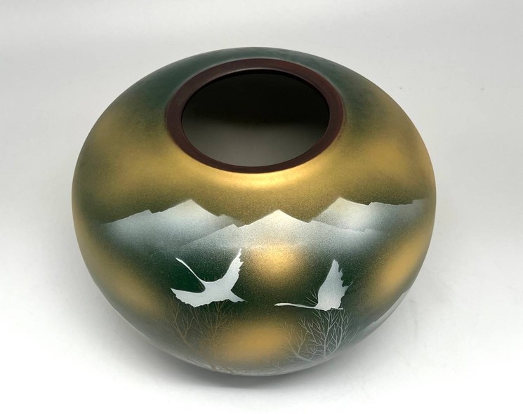 Vintage Vase "Cranes", Japan