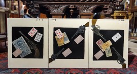 Paintings "Cards, money, two barrels"