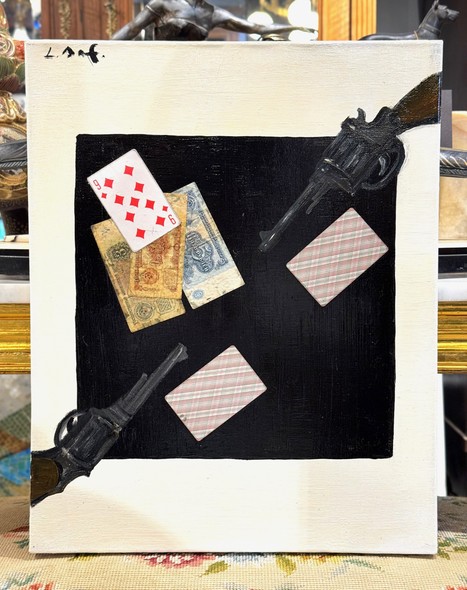 Paintings "Cards, money, two barrels"