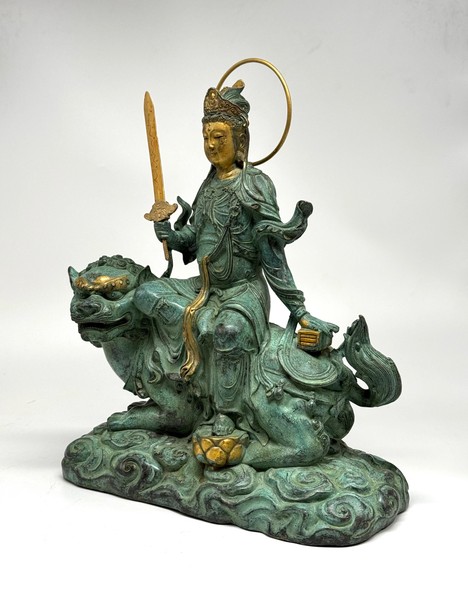 Paired sculptures of "Bodhisattvas"/
"Manjushri and Samantabhadri"