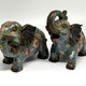 Paired sculptures "Elephants", cloisonné