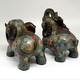 Paired sculptures "Elephants", cloisonné