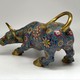 Antique sculptures "Attacking bull" cloisonne, China