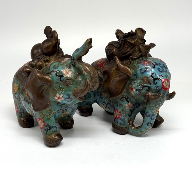 Vintage sculptures "Pair of elephants"