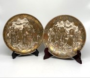 Antique pair of plates "Immortals and Arhats"