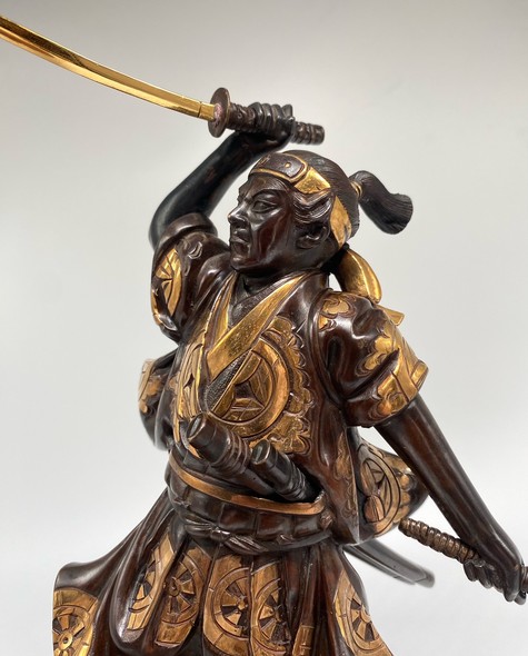 Okimono "Samurai with swords"