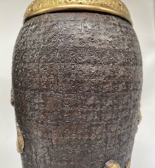 Paired oriental vases
with dragons and Bodhisattvas