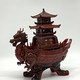 Antique sculpture, "Dragon Boat with Pagoda."