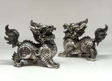 Vintage paired Qilin sculptures