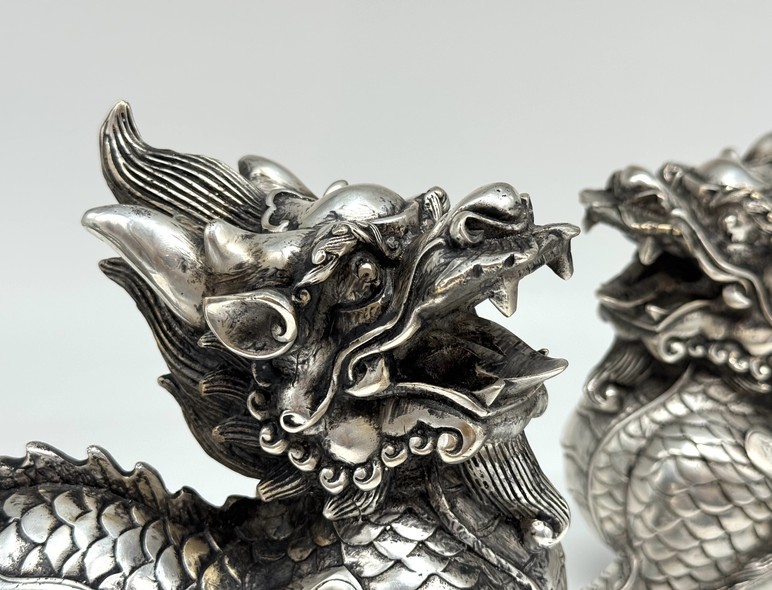 Vintage paired Qilin sculptures