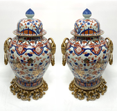 Antique pair of Imari-style vases