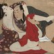 Vintage engraving "The Courtesan and Her Lover," Shunga