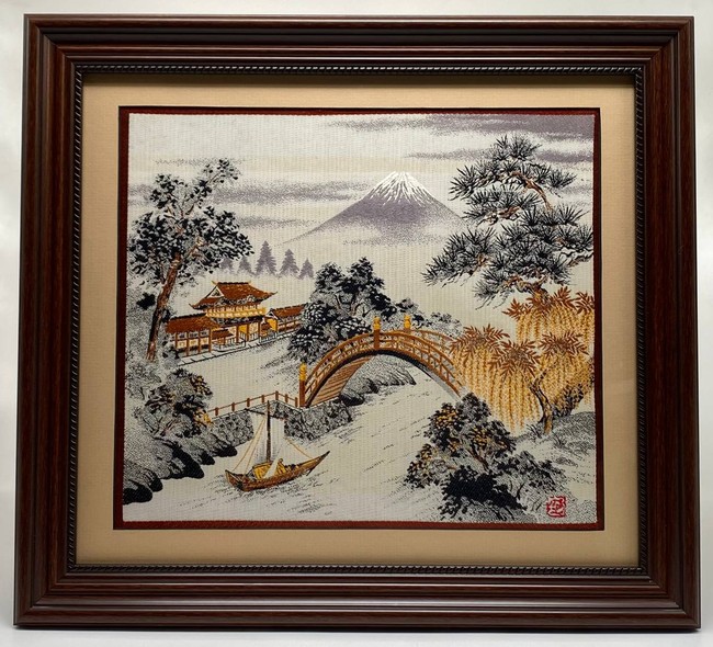 Vintage embroidery on silk “Fuji,” Japan