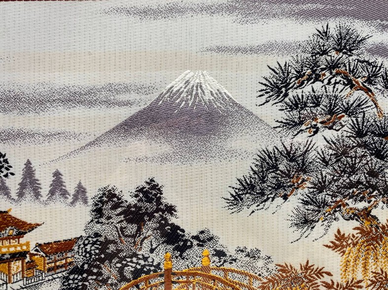 Vintage embroidery on silk “Fuji,” Japan