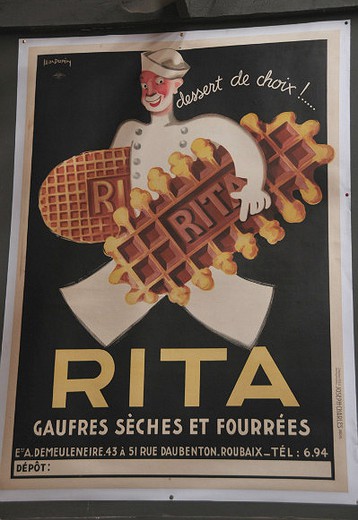Винтажный плакат GAUFFRE RITA. Выполнен способом литографии. Подписана LEON DUPIN. Европа, 1933 г. Купить в Москве