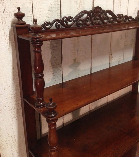 vintage furniture old etagere mahogany with carved decorative elements Europe 19th century