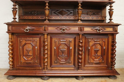 antiques furniture antique cabinet henri II style made of walnut with beautiful carving and curved columns Europe 19th century in perfect condition buy in Moscow