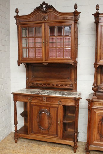 Furniture antiques pair old cupboards for cabinet in Louis XVI style, Europe circa 1900. Gallery shop in Moscow