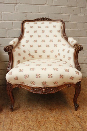furniture vintage pair of wooden Berger chairs in Louis XV style Europe XIXth century