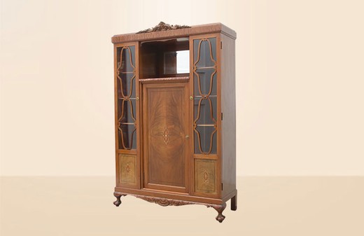 Старинная мебель - книжный шкаф из дерева, начало 20 века. Купить в Москве.