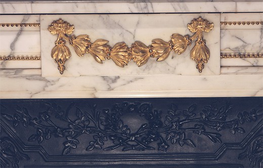 old antique carved marble and gilt bronze fireplace