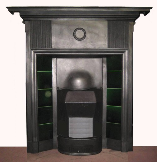 old fireplace cast iron and ceramic insert England