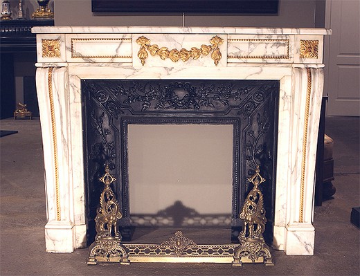 antique fireplace carved marble and gilt bronze
