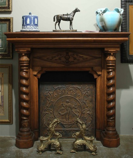 old fire mantel carved wood antiques