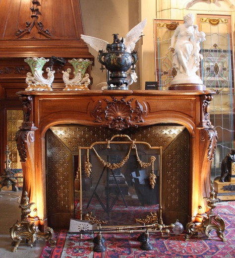 antique wooden fire mantel