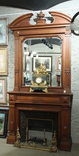 old antique carved wood firemantel