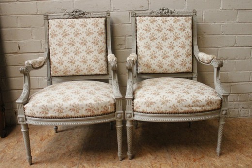 pair of armchairs Louis XVI wood 1900