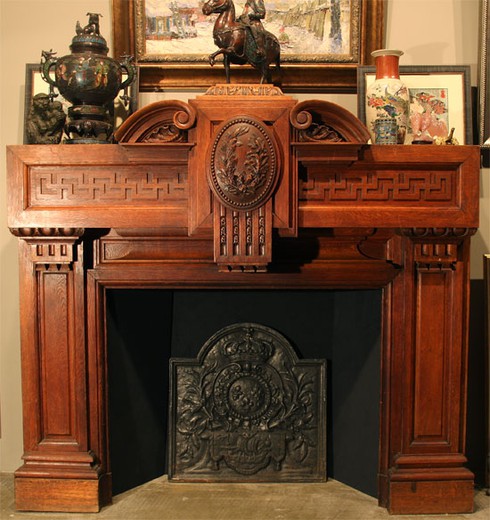 antique wood old fire mantel