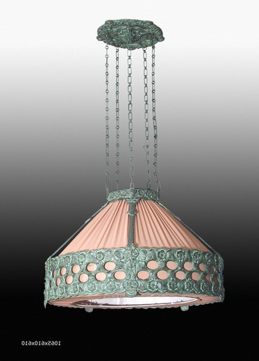 art-nouveau chandelier patinated bronze textile Western Europe the early XXth century