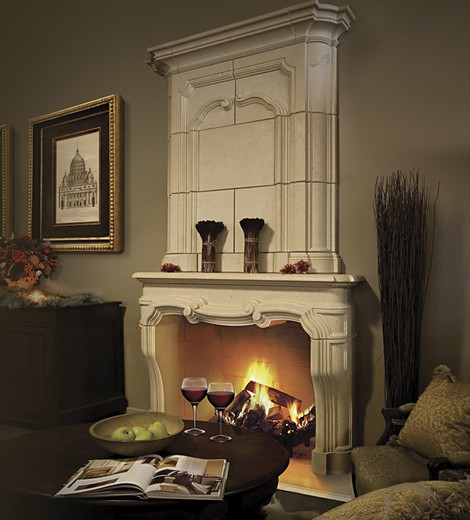 moderne stone fireplace louis XIV