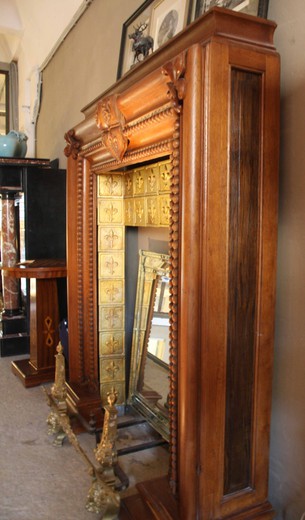 antique oak fire mantel mantelpiece in interior