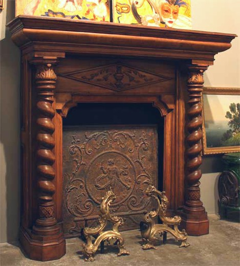 wooden antique fire mantel