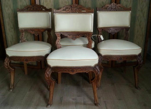 антикварный гарнитур из 4 стульев из ореха, 19 век