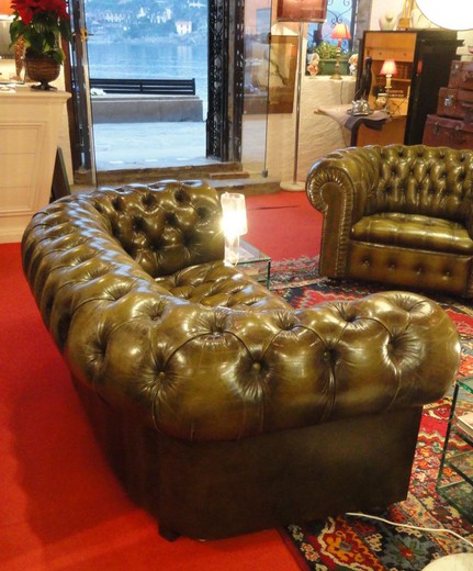 антикварная мебель - салон из кожи честерфилд, 20 век
