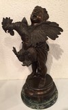 child and cock bronze