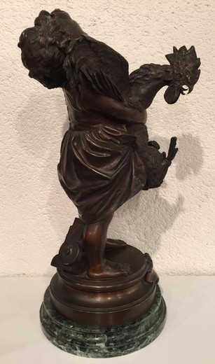 статуэтка из бронзы и мрамора 19 века, антиквариат