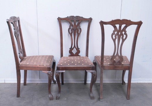 винтажная мебель - стулья из ореха в стиле чиппендейл, 20 век