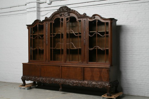 старинный книжный шкаф чиппендейл из дуба, 20 век
