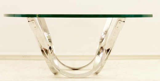 антикварный кофейный столик из стекла и хрома