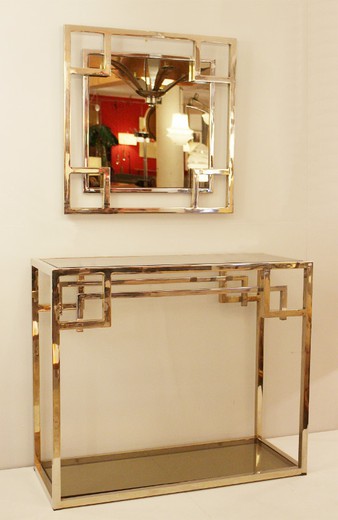 старинная хромированная консоль с зеркалом