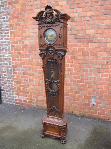 винтажные напольные часы из ореха, нео ренессанс, 19 век