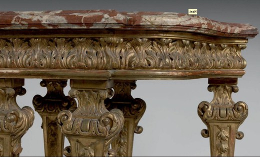 антикварная мебель - консоль луи 14 из золоченого дерева, 19 век